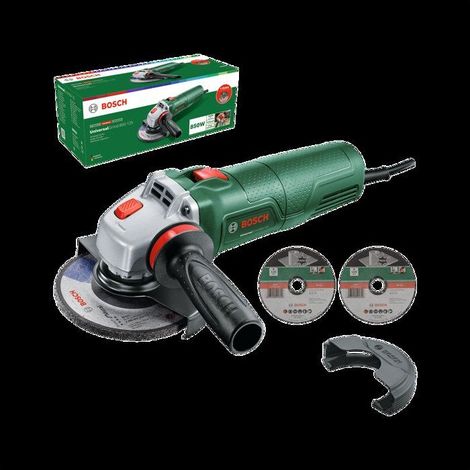 Bosch UniversalGrind 850-125 – Amoladora angular con cable de 850 W, 125 mm, 3 discos incluidos