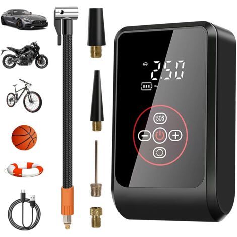 Compresseur à Air Portatif, 4000mAh Gonfleur Pneus Voiture sans Fil, 150PSI Mini Pompe avec Lumière LED Affichage Numérique Electrique Compresseur pour Voiture, Moto, Vélo, Balle (1/5)