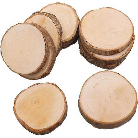 10 rondelles de bois naturel brut avec écorce d'arbre, ornement de mariage (1/4)