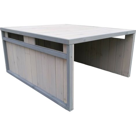 Robot cortacésped de garaje techo inclinado refugio de madera maciza 80 cm gris 160001231
