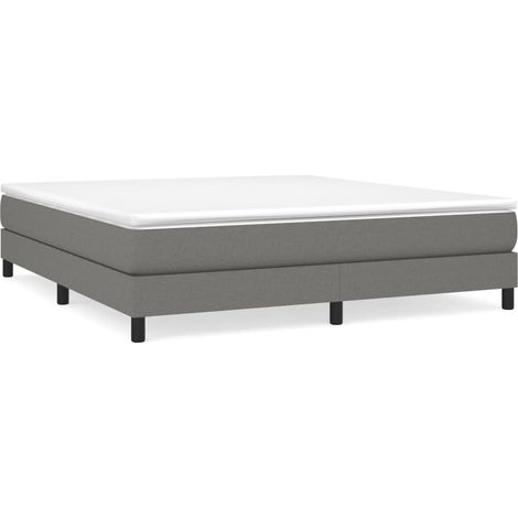 Vidaxl – Cadre de lit à ressorts gris foncé 180x200 cm – Tissu polyester durable – Lattes en contreplaqué pour soutien optimal – Pieds robustes