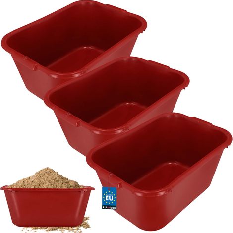KOTARBAU® Rechteckiger Gartenbau-Mörtelbehälter 55 l Rot 3er-Set