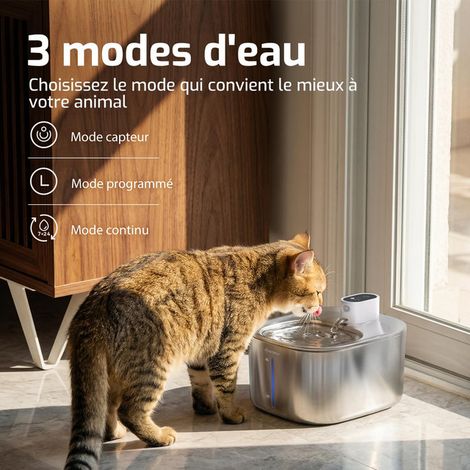 Fontaine à eau automatique pour chat et chien en acier inoxydable 4L sans fil avec capteur de mouvement et filtration 6 couches (1/5)