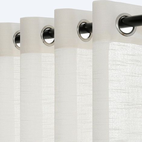 Rideau 140x240cm Voilage Rideaux Salon Moderne Opaque Translucide Lumière Douce Texture en Grille Intérieurs à Oeillets Décorati Chambre Adult Enfant Coucher Dressing Boheme 2pcs (1/5)