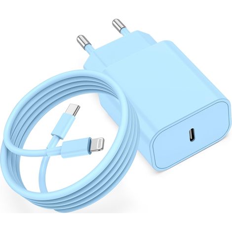 Chargeur Rapide iPhone Bleu Clair, certifié Apple MFi 20W Chargeur Rapide avec 2m Câble USB C pour iPhone 14/14Pro/ 13/13 Mini/13 Pro/13 Pro Max/12/12 Mini/12 Pro/12 Max/11/11 Pro/11 Max (1/5)