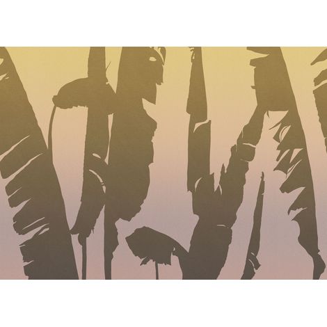 papier peint panoramique feuilles tropicales marron - Komar (1/3)