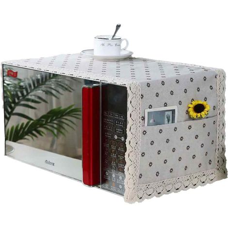 1 Housse four micro-ondes, coton lin, résistant huile, anti-poussière, poche rangement, cuisine (1/5)