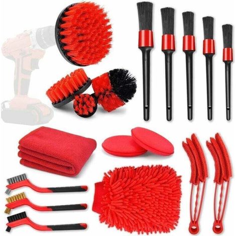 Kit de cepillos para limpieza de coche, 18 piezas, para interior y exterior. (1/4)
