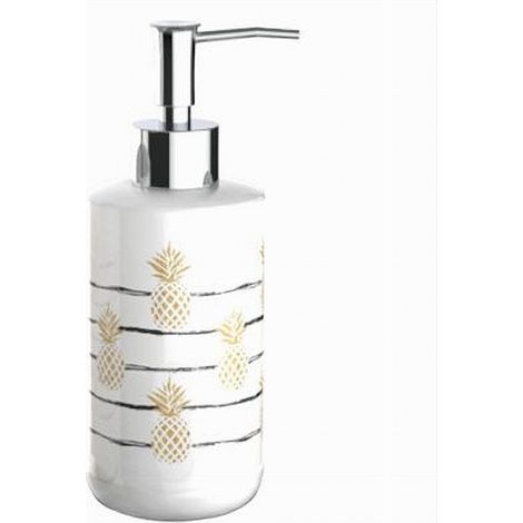 Cleafe - Dispenser Porta Sapone Liquido Bianco Ananas Accessorio Per Arredo Bagno 69752 - (1/2)