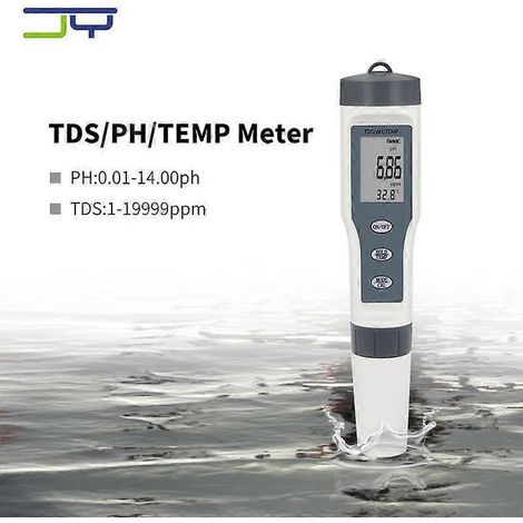 Digitaler Wasserqualitätsstift, tragbar, LCD-Bildschirm, ABS, 3-in-1-Wasserqualitätstester (pH-Wert, TDS, Temperatur) mit Batterie