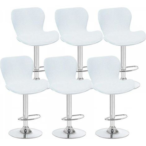 Lot de 6 housses de tabouret pivotant incurvées blanches, 40 x 30 x 30 cm, housses de chaise de bar à dossier bas, adaptées aux comptoirs, bars et cuisines (1/5)
