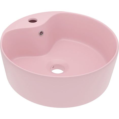 Lavabo vasque à poser Luxueux, Bac à laver, avec trop-plein Rose mat 36x13 cm Céramique OIB6306E (1/5)