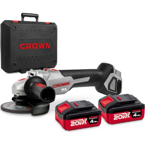 CROWN CT23001-125HX BMC Smerigliatrice 125 mm 20V 2 batterie 4 Ah