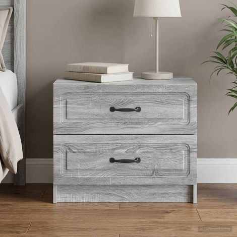 Table de chevet avec 2 tiroirs en bois d’ingénierie gris Sonoma 62 x 34,5 x 44,5 cm - PANGIVO (1/5)