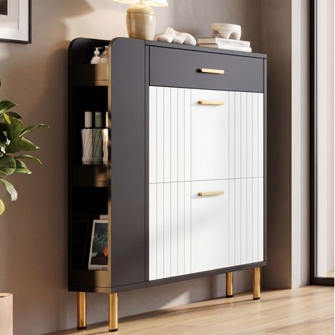 Zapatero estrecho con cajón y 2 abatibles OKMYHOME (1/5)