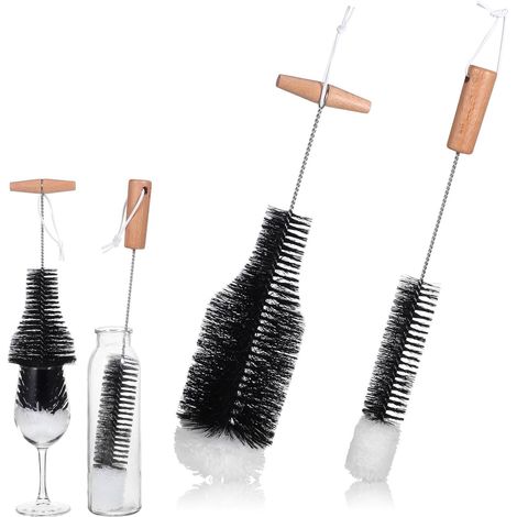 Brosses pour Cheminée Lot de 2 et Poils en Acier Inoxydable Manche en Bois Robuste Brosses Polyvalentes pour Nettoyage de Cheminée et Four (1/5)