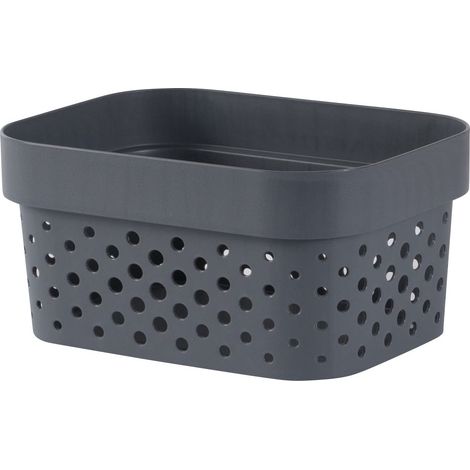 Curver  Cesta Infinity Dots Xs de 1,4 L, reciclado, gris antracita, 100% material reciclado, 17 x 12,6 x 8,4 cm