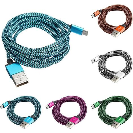 Trade Shop - 2 METER LANGES GEFLOCHTENES MICROUSB-KABEL UNIVERSAL-LADEGERÄT FÜR ANDROID-SMARTPHONES -