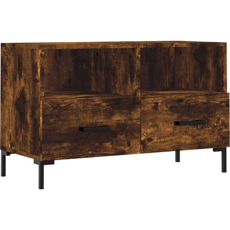 Mobile TV multimediale scaffale per televisione televisore buffet sala da pranzo soggiorno camera da letto rovere affumicato 80 x 36 x 50 cm derivati del legno marrone 020027395