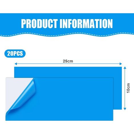 Poolflicken, 20er-Pack selbstklebende Poolreparaturflicken, 10 x 25 cm PVC-Reparaturset, Poolflicken für Wasserbettreparaturen, rechteckig (1/5)