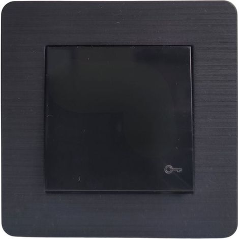 Pulsador Luminoso Empotrable Negro Brillante con Marco Rayado – Serie Selene (1/2)