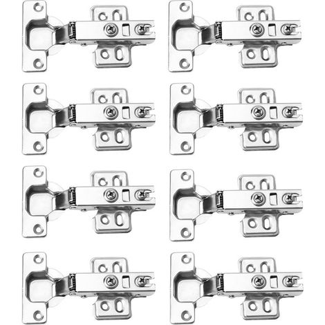 8 Charnières Porte Placard - Charnières Porte Cuisine Avec Amortisseur 35mm - Charnières Recouvrantes - Charnières Meuble - Pour Armoires, Dressing Et Cuisine Moderne (1/4)