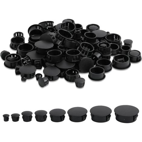 120pcs Cache Trou Meuble Cache vis Noir Bouchon Plastique, Bouchons en Plastique pour Meubles, armoires, Bouchons de perçage, Bouchons aveugles en 8 Tailles (6/8/10/12/16/20/22/25 mm) (1/5)