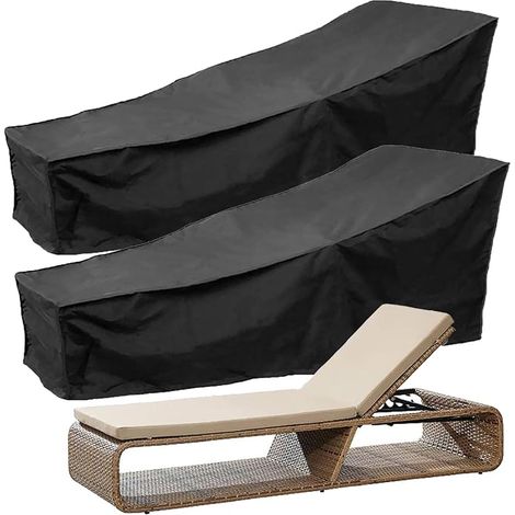 Lot de 2 Housse Bain de Soleil Extérieur Anti UV Housse Chaise Longue Exterieur 210D Tissu Oxford Coutures Scellées Bâche (1/5)