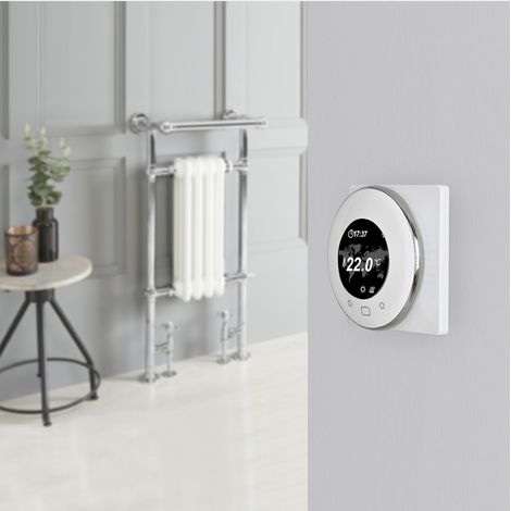 Hudson Reed Elizabeth - Sèche-Serviettes Mixte Rétro Sur Pieds Blanc avec Thermostat Wi-Fi – 93cm x 45cm (avec barre déportée) (1/5)