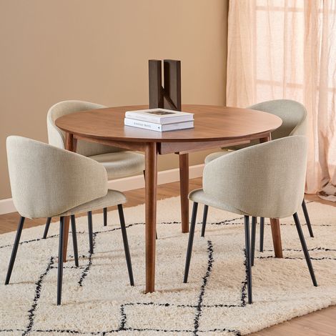 Montreux table de salle à manger Ø115/154 cm incluant 1 rallonge décor noyer. (1/5)