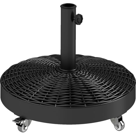 Pied de parasol robuste 25 kg avec roulettes pour parasols jusqu'à Ø3 m et mâts de 32 à 48 mm Ø52 x 42 cm Noir (1/5)