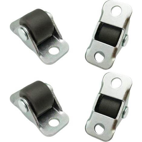 4 ruedas pequeñas de goma con placa superior de acero y placa metálica fija. Ruedas de goma de perfil bajo para pequeños electrodomésticos, muebles y proyectos de bricolaje.