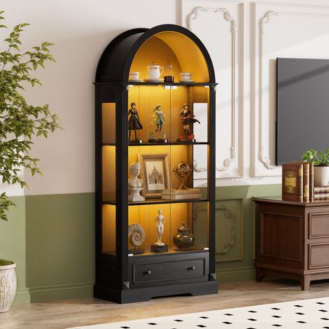 Besoin de mettre en valeur votre déco Vitrine haute 180 cm avec verre trempé, LED et rangements (1/5)