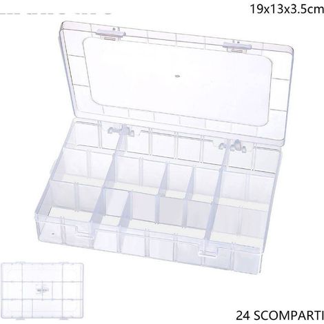 TrAdE Shop Traesio - Scatola Portaoggetti 12 Scomparti Pratico Contenitore Misura 19x13x3.5 Cm -
