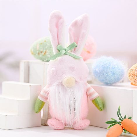 Gnome De Pâques - Lapin En Peluche - Décoration De Table Et Intérieure - 17 X 6 X 7,5 Cm - 1 Pièce (1/3)