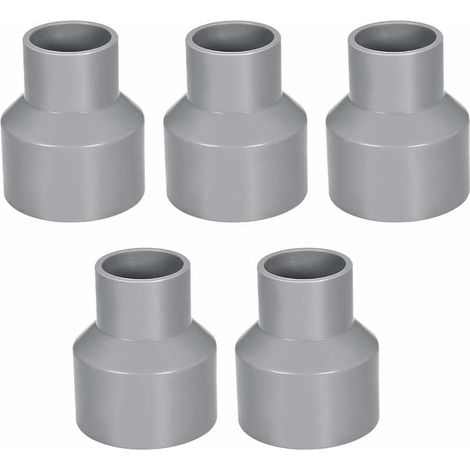 50mm x 32mm Réducteur Tuyau PVC Raccord Couplage Accouplement Moyeu Par Moyeu DWV Gris 5Pcs-LIAIKI (1/3)