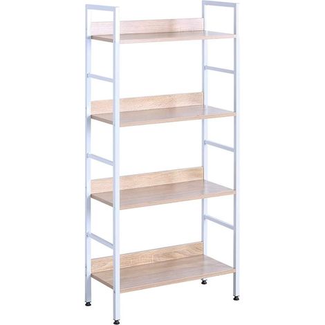 Libreria verticale in metallo finitura bianco e rovere chiaro 190000396