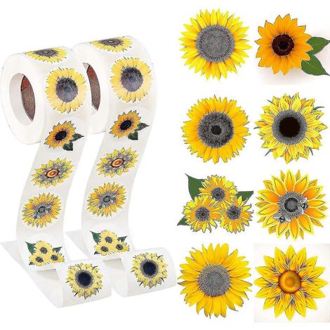 1000 autocollants tournesol de 2,5 cm, étiquettes tournesol d'été avec 8 motifs tournesol adhésifs (1/5)