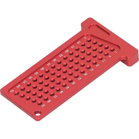 65-mm-Holzbearbeitungs-Lochpositionierungslehre, tragbares Anreißlineal aus Aluminiumlegierung für Heimwerker, Rot (1/5)