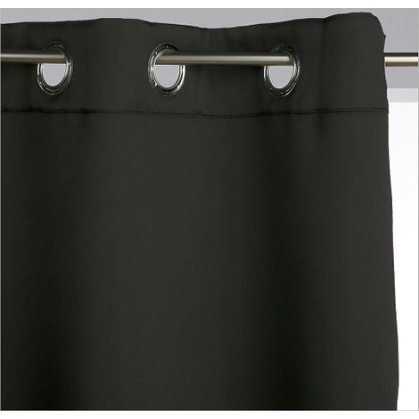 Atmosphera – Paire de rideaux occultants noir 135x240cm – Polyester épais – 8 œillets en métal – Lavable en machine à 30°C