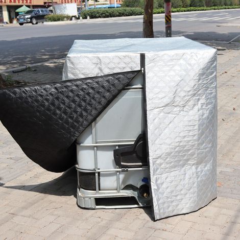 1000L Water Tank Cover, Container Cover, Water Tank, Waterproof with Zipper, Windproof, UV Protection, Tearproof, 120 x 100 x 116cm (Silver)