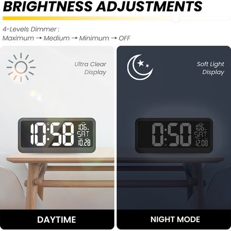EM3217 Ultra-clair LED grand écran XXL horloge murale salon alarme température avec affichage intérieur. (1/5)