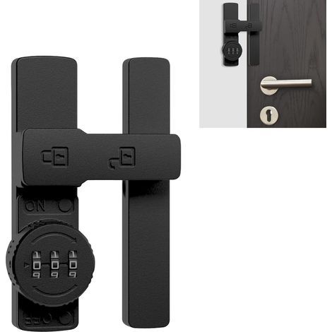180-degree folding combination lock, 3-digit keyless code, for doors, barns, garages, sheds, window cabinets (black) (1/5)