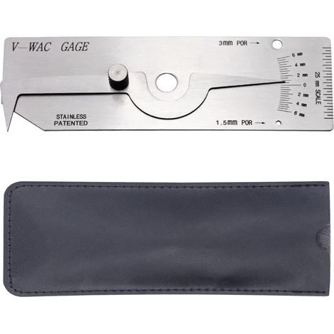 Jauge de soudage V‑WAC outil de mesure de soudure d'inspection de taille de jauge d'épaisseur de tôle de fil d'acier inoxydable (Metric) (1/4)