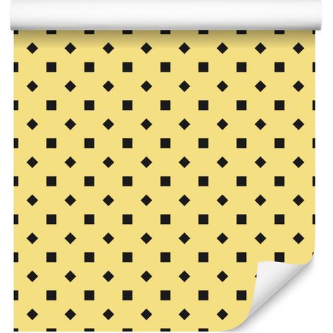 Papier peint à pois crème avec centre jaune pour salon et chambre 50x1000 cm (1/5)