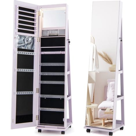 Joyero con cerradura espejo estantes ajustables y luz led 227458968 227458968 (1/5)
