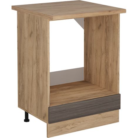 Herdumbauschrank R-Line, Edelgrau, 60 cm , AP Eiche, Vicco