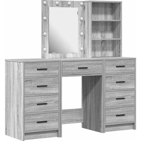 Maison Exclusive - Schminktisch mit Spiegelbeleuchtung 3 pcs Grau