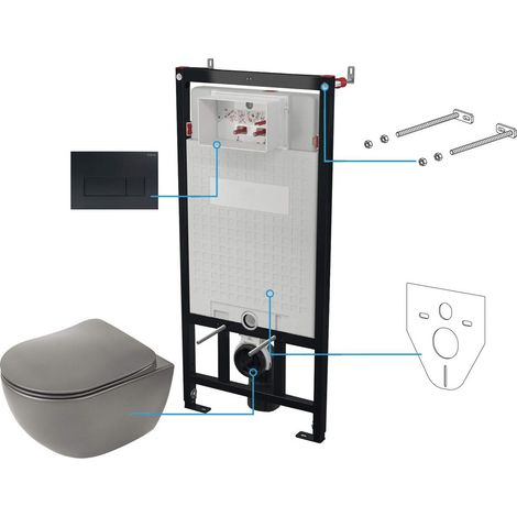 Deante Anthrazitfarbenes Wand-WC-Set 6 in 1 (1/2)