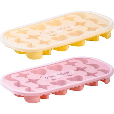 de 2 bacs à glaçons en silicone souple avec couvercle dégagement (1/5)